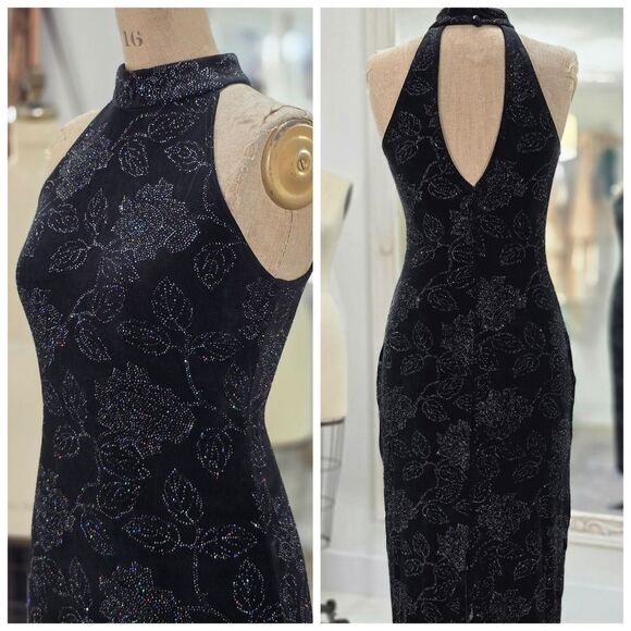 Vintage Halter Slinky Midi Dresz - Picture 3 of 8